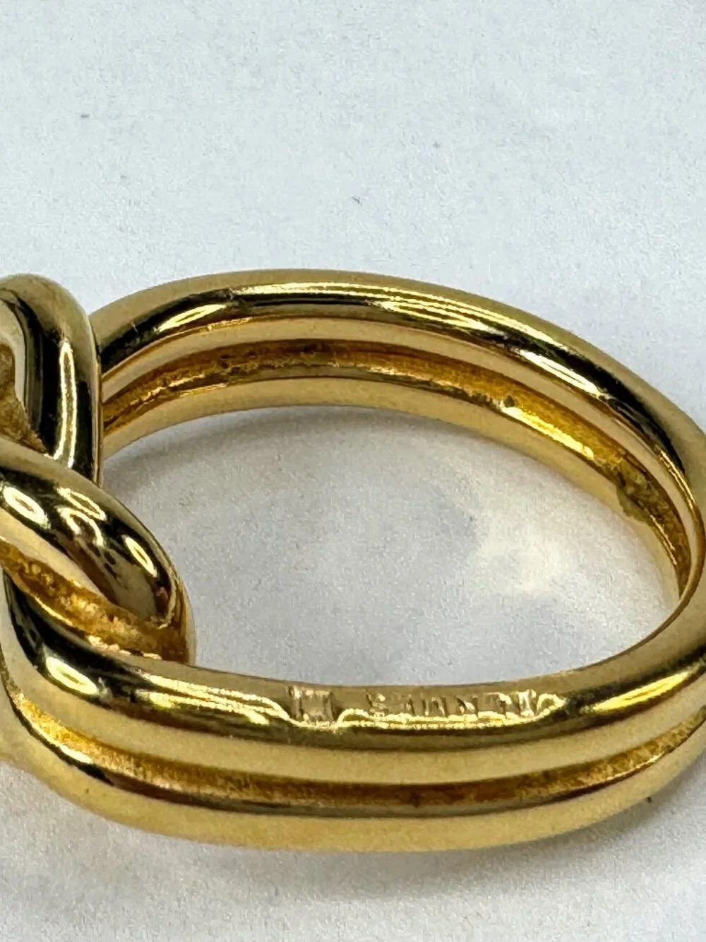 Vintage Hermès Gold Plated Knot Atame Scarf Ring with Original Box GS867